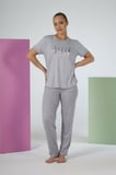 Estiva Kadın Puantiye Alt Desenli Kısa Kollu Soft Pijama Takımı