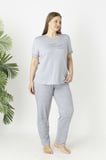 Estiva Kadın Puantiye Alt Desenli Kısa Kollu Soft Battal Pijama Takımı