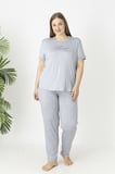 Estiva Kadın Puantiye Alt Desenli Kısa Kollu Soft Battal Pijama Takımı