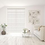 Stor Zebra Perde Sarı Simli Floral Şal Desenli Beyaz Piliseli 1.Kalite Dekoratif Kornişe Kolay Montaj