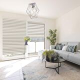 Stor Zebra Perde Bej Siyah Minimal Çizgi Desen Jakar Piliseli 1.Kalite Dekoratif Kornişe Kolay Montaj