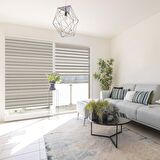 Stor Zebra Perde Vizon Siyah Minimal Çizgi Desen Jakar Piliseli 1.Kalite Dekoratif Kornişe Kolay Montaj