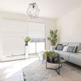 Stor Zebra Perde Bej Beyaz Geçişli Minimal Jakar Desen Piliseli 1.Kalite Dekoratif Kornişe Kolay Montaj