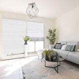 Stor Zebra Perde Beyaz Geçişli Minimal Jakar Desen Piliseli 1.Kalite Dekoratif Kornişe Kolay Montaj