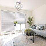 Stor Zebra Perde Gri Beyaz Geçişli Minimal Jakar Desen Piliseli 1.Kalite Dekoratif Kornişe Kolay Montaj