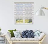 Stor Zebra Perde Gri Beyaz Geçişli Minimal Jakar Desen Piliseli 1.Kalite Dekoratif Kornişe Kolay Montaj
