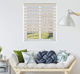 Stor Zebra Perde Krem Beyaz Geçişli Minimal Jakar Desen Piliseli 1.Kalite Dekoratif Kornişe Kolay Montaj