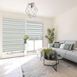Stor Zebra Perde Mint Gri Degrade Minimal Jakar Desen Piliseli 1.Kalite Dekoratif Kornişe Kolay Montaj