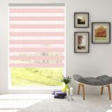Stor Zebra Perde Modern Pembe Geniş Jakar Desenli Piliseli 1.Kalite Dekoratif Kornişe Kolay Montaj