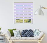 Stor Zebra Perde Modern Lila Geniş Jakar Desenli Piliseli 1.Kalite Dekoratif Kornişe Kolay Montaj