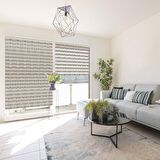 Stor Zebra Perde Geçişli Haki Bej Minimal Desenli Piliseli 1.Kalite Dekoratif Kornişe Kolay Montaj