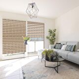 Stor Zebra Perde Geçişli Vizon Vizon Minimal Desenli Piliseli 1.Kalite Dekoratif Kornişe Kolay Montaj