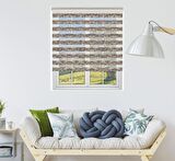 Stor Zebra Perde Geçişli Kahve Bej Minimal Desenli Piliseli 1.Kalite Dekoratif Kornişe Kolay Montaj