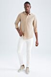 Modern Fit Keten Karisimli Uzun Kollu Gömlek M9435AZ22SMBG239