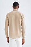 Modern Fit Keten Karisimli Uzun Kollu Gömlek M9435AZ22SMBG239