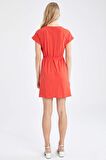 Basic Beli Bagcikli Yazlik Kisa Kollu Mini Elbise T8057AZ22SMRD44