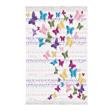 Alanur Star Kaymaz Pamuk Tabanlı Saçaklı Dijital Halı Multi