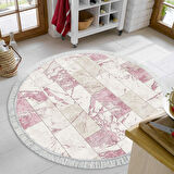 Alanur Trend Keçe Tabanlı Saçaklı Yuvarlak Mutfak Halı Mu183