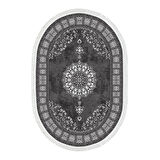 Alanur Yıldız Kaymaz Deri Tabanlı Saçaklı Dijital Halı Oval