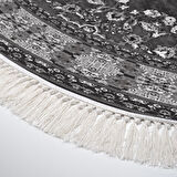 Alanur Yıldız Kaymaz Deri Tabanlı Saçaklı Dijital Halı Oval