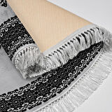 Alanur Yıldız Kaymaz Deri Tabanlı Saçaklı Dijital Halı Oval