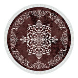 Alanur Star Kaymaz Pamuk Tabanlı Saçaklı Dijital Halı Yuvarlak