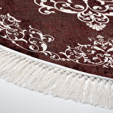 Alanur Star Kaymaz Pamuk Tabanlı Saçaklı Dijital Halı Yuvarlak