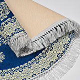 Alanur Yıldız Kaymaz Deri Tabanlı Saçaklı Dijital Halı Yuvarlak