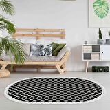 Alanur Star Pamuk Tabanlı Saçaklı Dijital Halı Yuvarlak