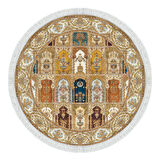 Alanur Trend Kaymaz Dod Tabanlı Saçaklı Dijital Halı Yuvarlak Multi