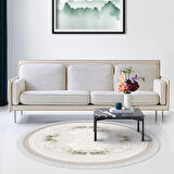 Alanur Trend Keçe Tabanlı Saçaklı Dijital Halı Yuvarlak