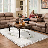 Alanur Trend Keçe Tabanlı Saçaklı Dijital Halı Yuvarlak