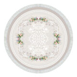 Alanur Trend Keçe Tabanlı Saçaklı Dijital Halı Yuvarlak