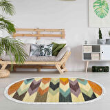 Alanur Trend Keçe Tabanlı Saçaklı Dijital Halı Multi