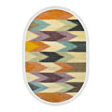 Alanur Trend Keçe Tabanlı Saçaklı Dijital Halı Multi