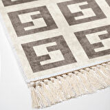 Alanur Yıldız Kaymaz Deri Tabanlı Saçaklı Dijital Halı