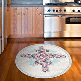 Alanur Trend Keçe Tabanlı Saçaklı Yuvarlak Mutfak Halı Mu175