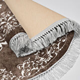 Alanur Yıldız Kaymaz Deri Tabanlı Saçaklı Dijital Halı Yuvarlak