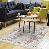 Alanur Trend Keçe Tabanlı Saçaklı Dijital Halı Yuvarlak