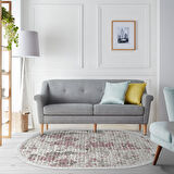 Alanur Trend Keçe Tabanlı Saçaklı Dijital Halı Yuvarlak