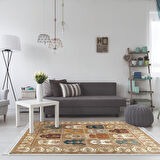 Alanur Trend Kaymaz Dod Tabanlı Saçaklı Dijital Halı Multi