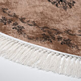 Alanur Trend Kaymaz Dod Tabanlı Saçaklı Dijital Halı Yuvarlak