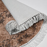 Alanur Trend Kaymaz Dod Tabanlı Saçaklı Dijital Halı Yuvarlak