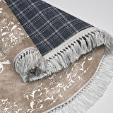 Alanur Star Kaymaz Pamuk Tabanlı Saçaklı Dijital Halı Yuvarlak