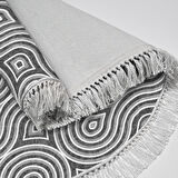 Alanur Trend Kaymaz Dod Tabanlı Saçaklı Dijital Halı Yuvarlak