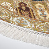 Alanur Yıldız Kaymaz Deri Tabanlı Saçaklı Dijital Halı Yuvarlak Multi