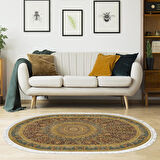 Alanur Yıldız Kaymaz Deri Tabanlı Saçaklı Dijital Halı Oval