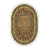 Alanur Yıldız Kaymaz Deri Tabanlı Saçaklı Dijital Halı Oval