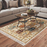 Alanur Star Kaymaz Pamuk Tabanlı Saçaklı Dijital Halı Multi