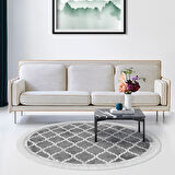 Alanur Star Kaymaz Pamuk Tabanlı Saçaklı Dijital Halı Yuvarlak